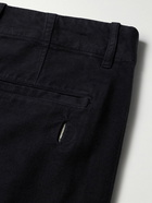 Folk - Assembly Tapered Pleated Cotton-Moleskin Trousers - Blue