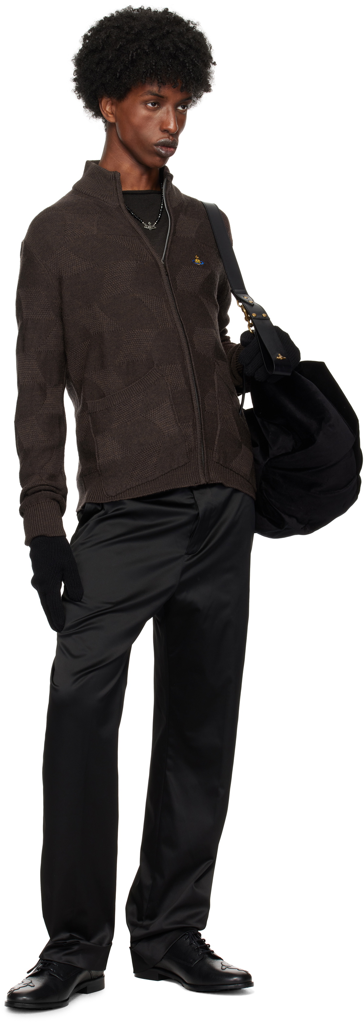 Vivienne Westwood Brown Fisherman Zip-Up Sweater Vivienne Westwood