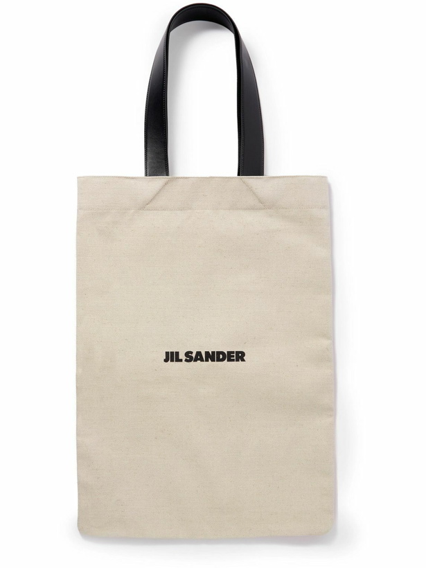 Photo: Jil Sander - Logo-Print Leather-Trimmed Canvas Tote Bag