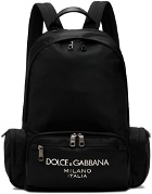 Dolce&Gabbana Black Nylon Rubberized Logo Backpack