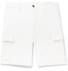 Brunello Cucinelli - Herringbone Stretch-Cotton Cargo Shorts - White