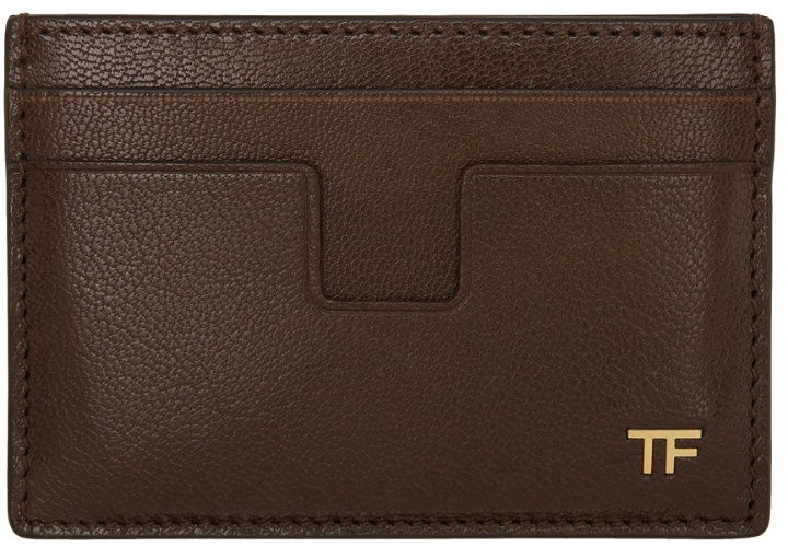 Photo: TOM FORD Brown T-Line Classic Card Holder