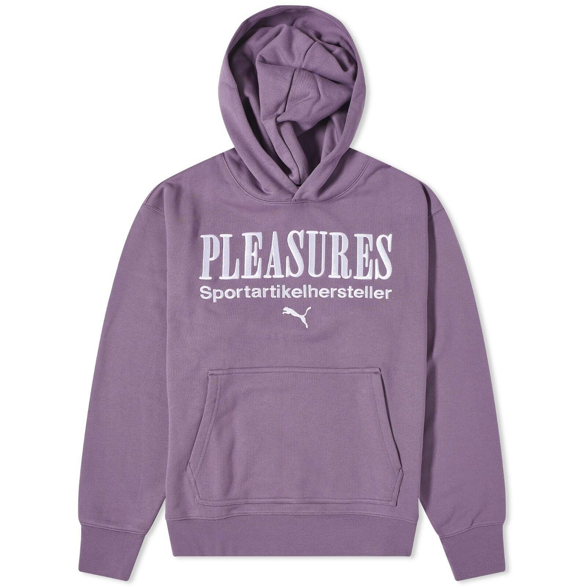 Photo: Puma Men's x Pleasures Graphic Hoodie in Purple Charcoal
