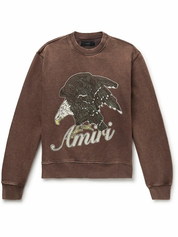 Photo: AMIRI - Glittered Logo-Print Cotton-Jersey Sweatshirt - Brown