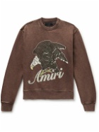 AMIRI - Glittered Logo-Print Cotton-Jersey Sweatshirt - Brown