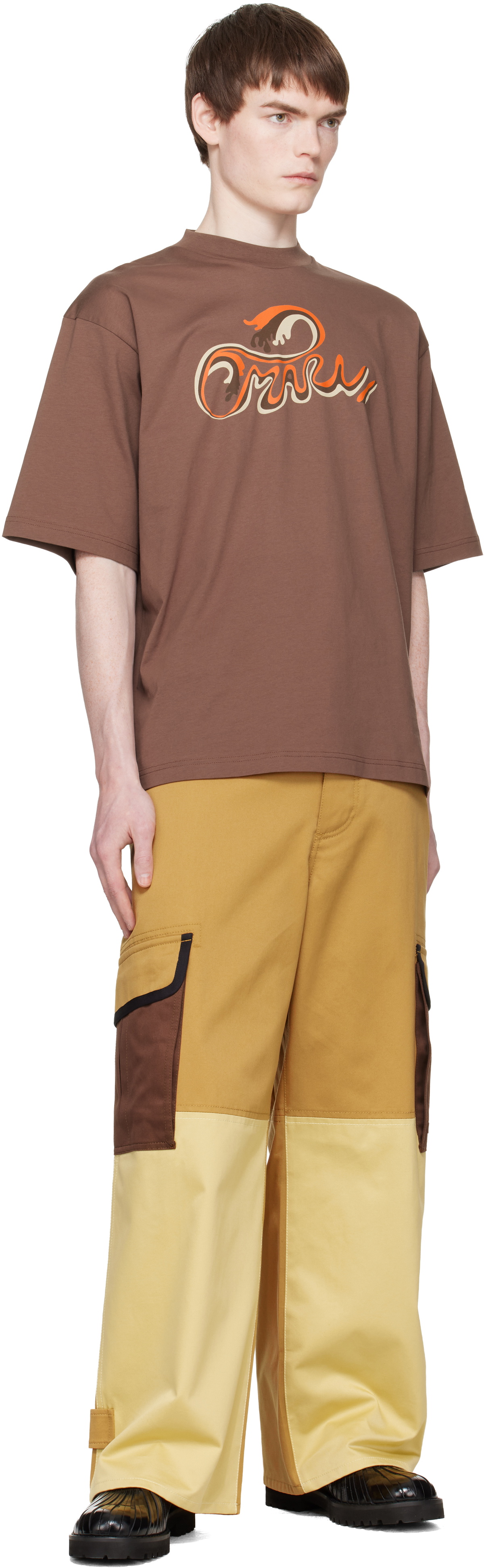 Marni Tan Water-Repellent Colour-Block Cargo Pants