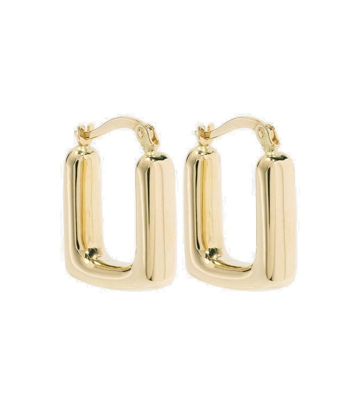 Photo: Stone and Strand Squared Off 14kt gold hoop earrings
