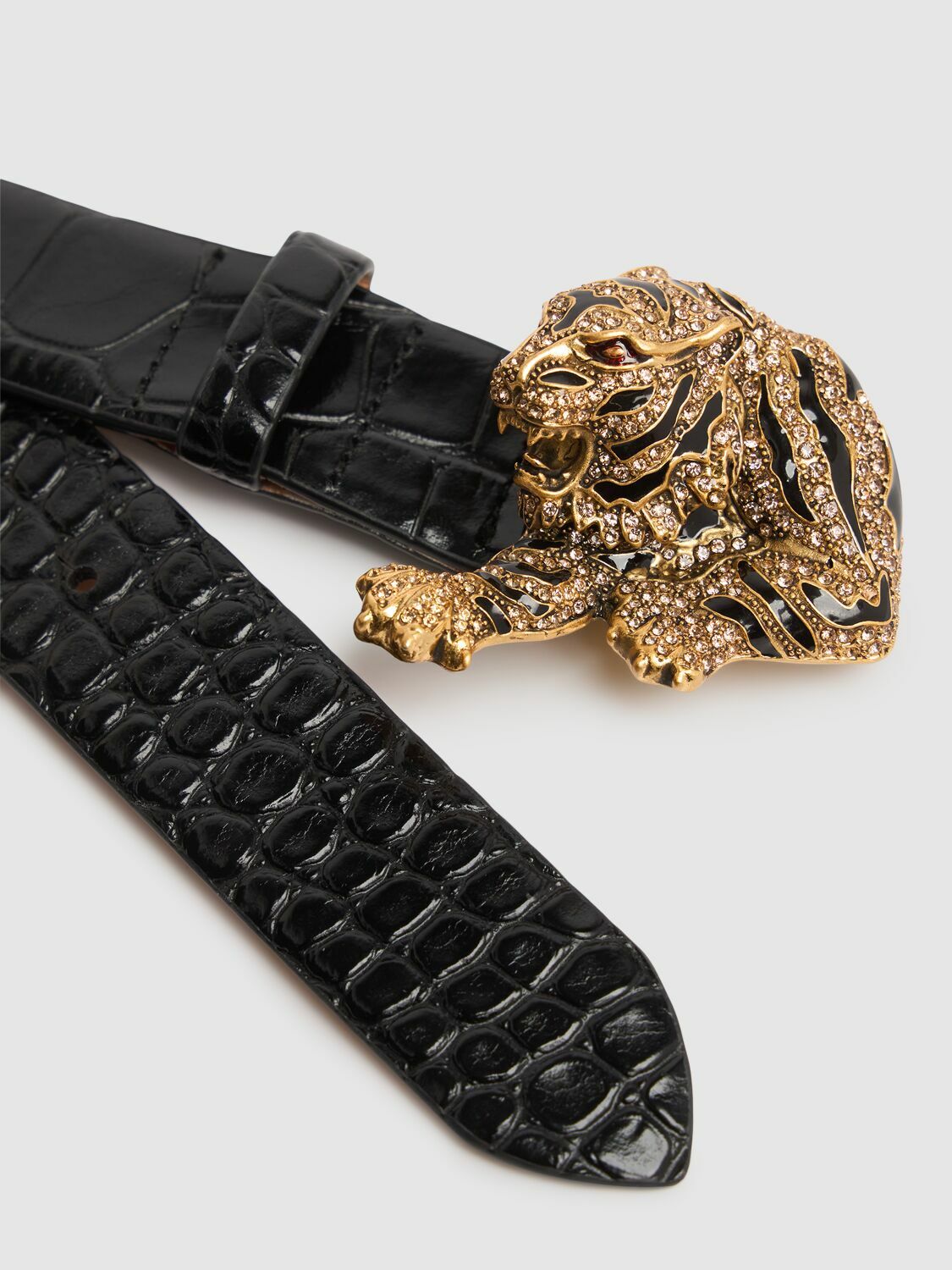 Roberto Cavalli エンボス加工 ベルト 46 ROBERTO CAVALLI 4cm Roar Embossed Leather Belt Roberto Cavalli
