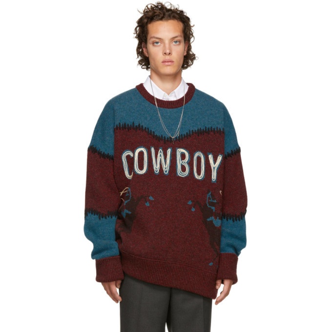 Photo: Dsquared2 Burgundy and Blue Cowboy Sweater