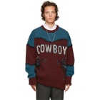 Dsquared2 Burgundy and Blue Cowboy Sweater