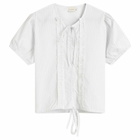 Deiji Studios Women's Double Frill Top in Sage Stripe