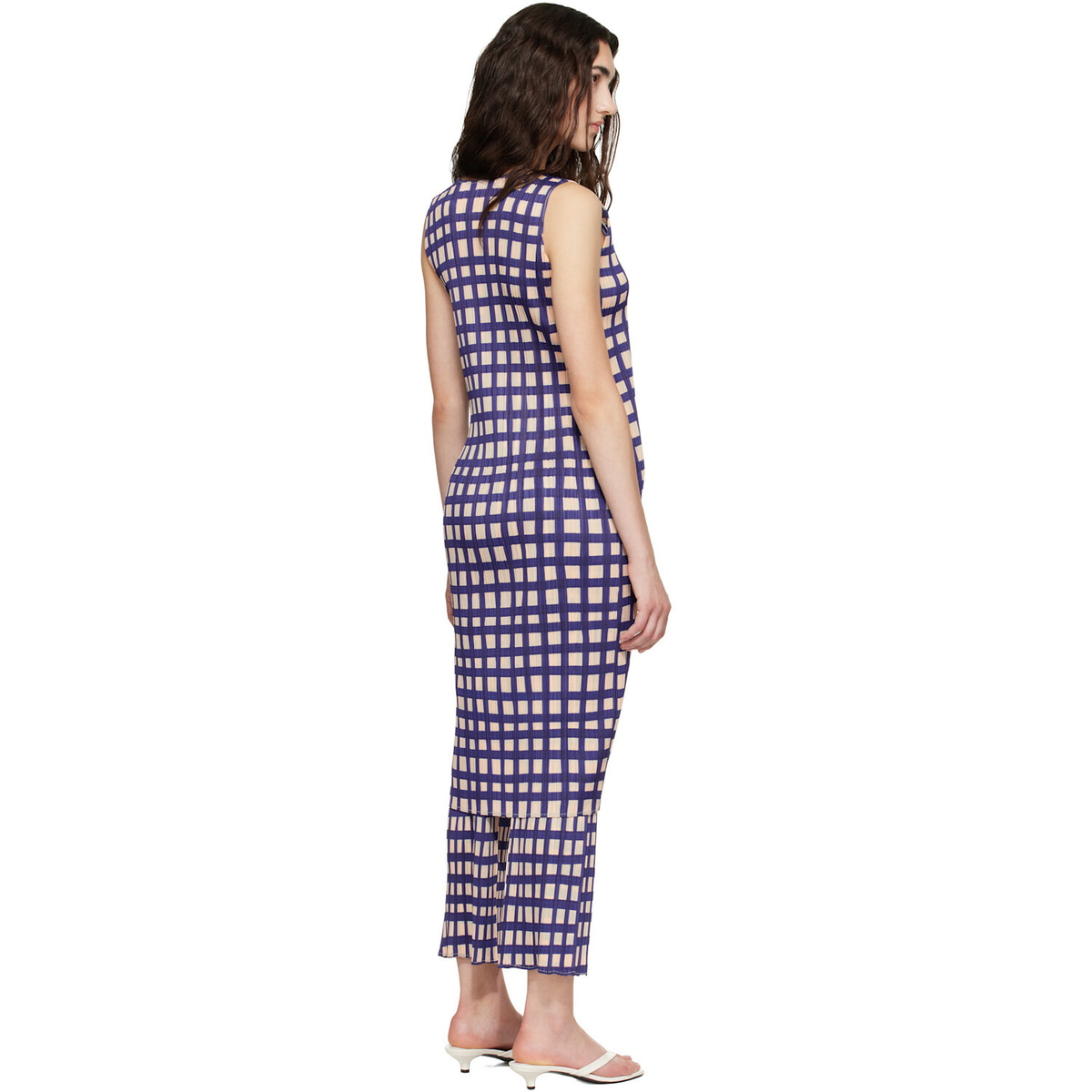 PLEATS PLEASE ISSEY MIYAKE Navy Basket Midi Dress