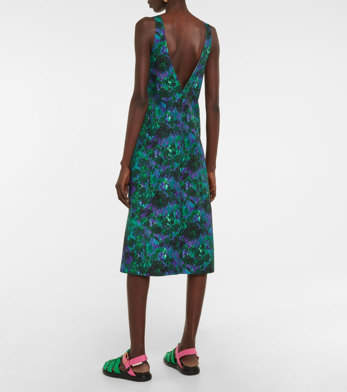 Plan C - Floral twill midi dress