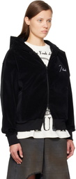 Rhude Black Velour Classique Zip-Up Hoodie