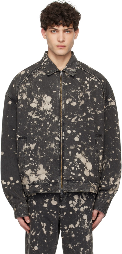 Photo: Juun.J Black Paint Dyed Harrington Denim Jacket