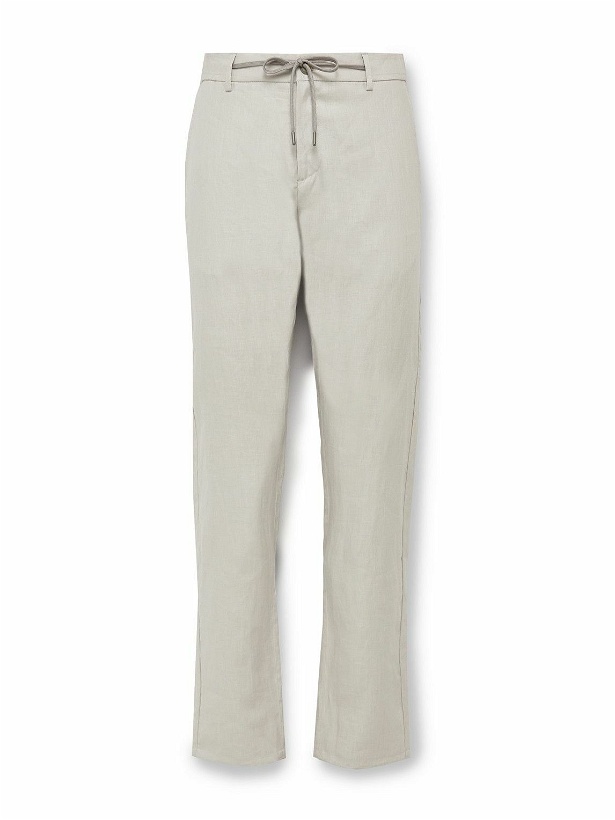 Photo: Canali - Slim-Fit Linen Drawstring Trousers - Gray