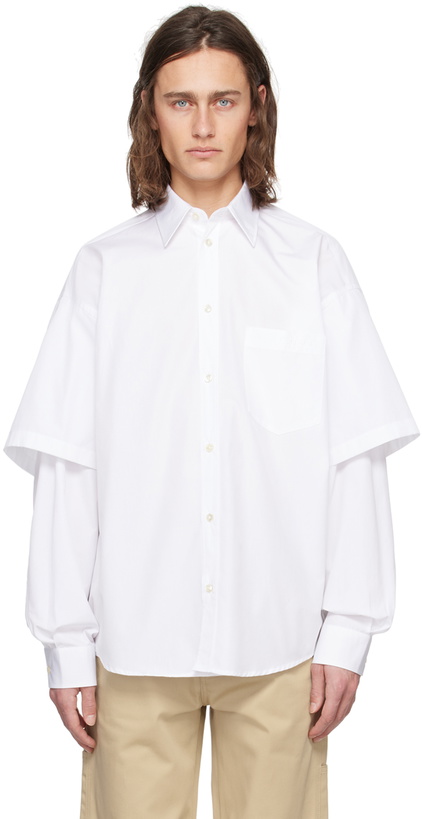 Photo: Le PÈRE White Double Sleeve Shirt