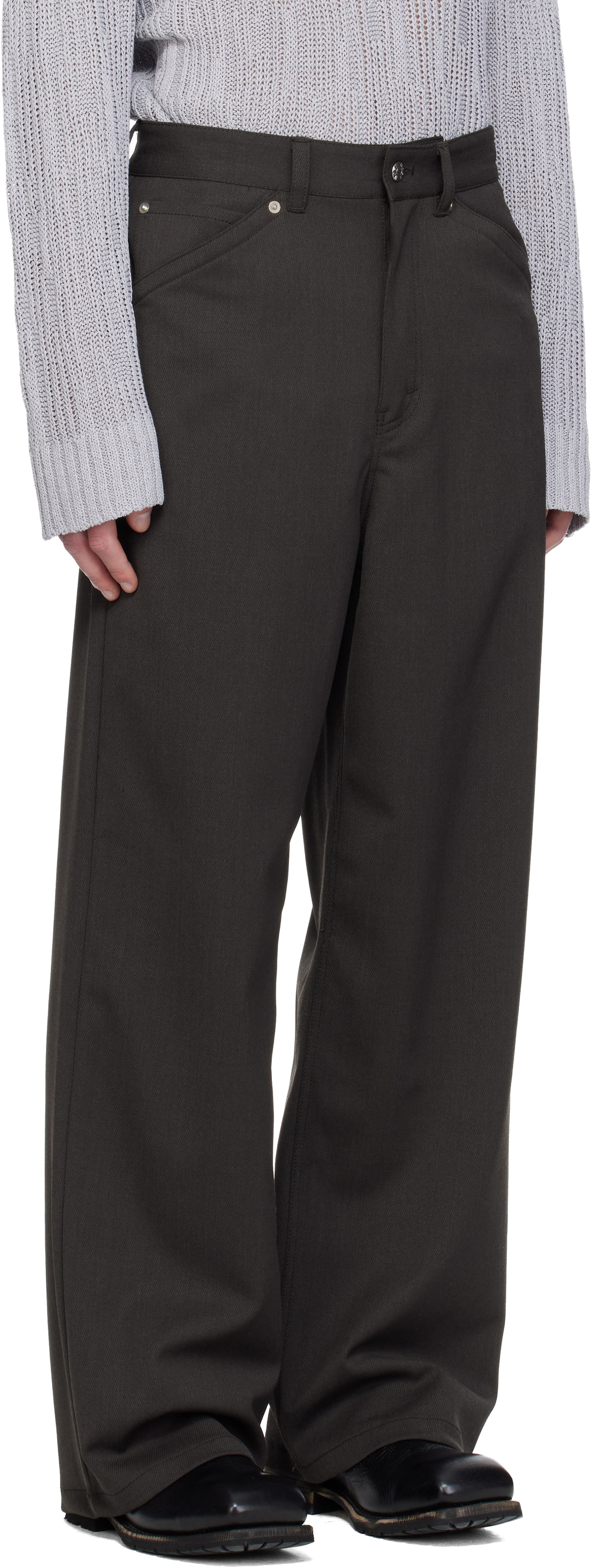 HOPE Brown Loose-Fit Stellar Trousers
