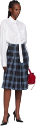 Pushbutton Navy Plaid Midi Skirt