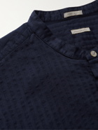 MASSIMO ALBA - Grandad-Collar Cotton-Seersucker Shirt - Blue