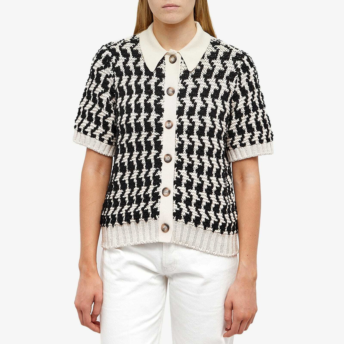 Anine Bing Women s Tommy Polo Short Sleeve Cardigan in Multi ANINE