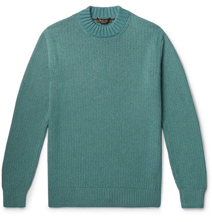 Photo: Loro Piana - Ribbed Mélange Silk and Cashmere-Blend Sweater - Green