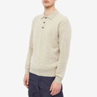 Beams Plus Men's Knit Polo Shirt in Beige