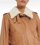 Loewe - Shearling-collar leather bomber jacket