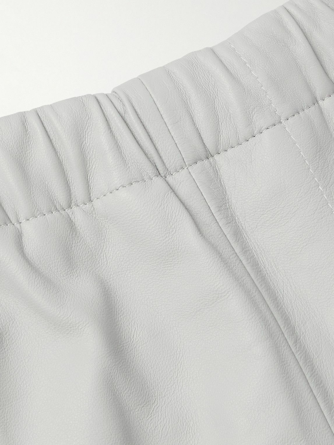 Marni - Straight-Leg Striped Leather Trousers - Gray