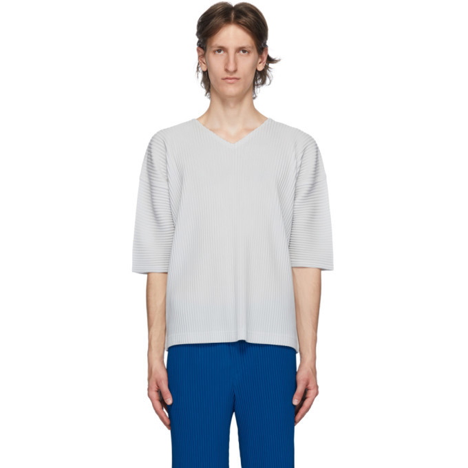 Photo: Homme Plisse Issey Miyake Grey MC April V-Neck T-Shirt