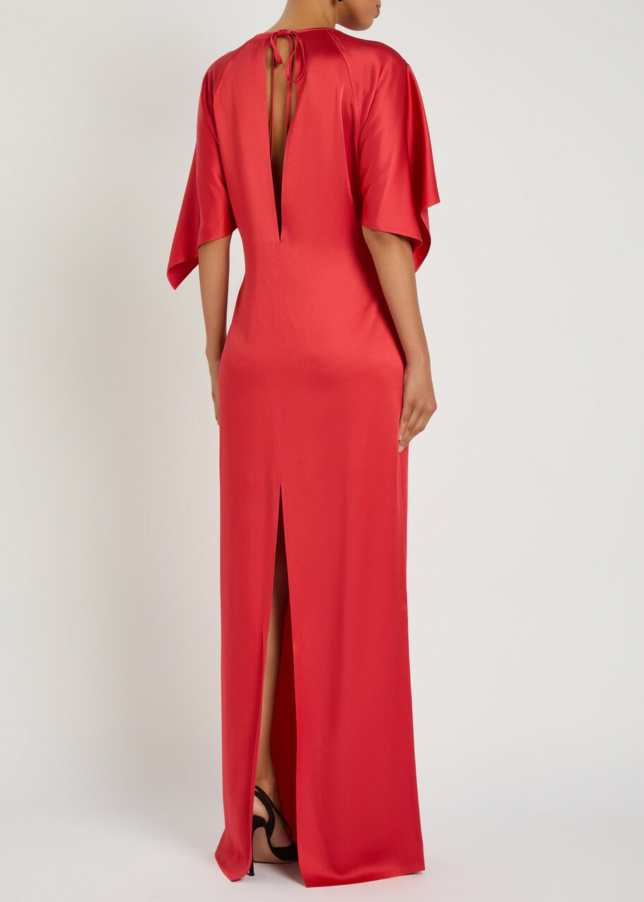 Stella Mccartney Draped Satin-crepe Maxi Dress Red