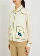 Mother The Peasent Poet Embroidered Cotton Shirt White