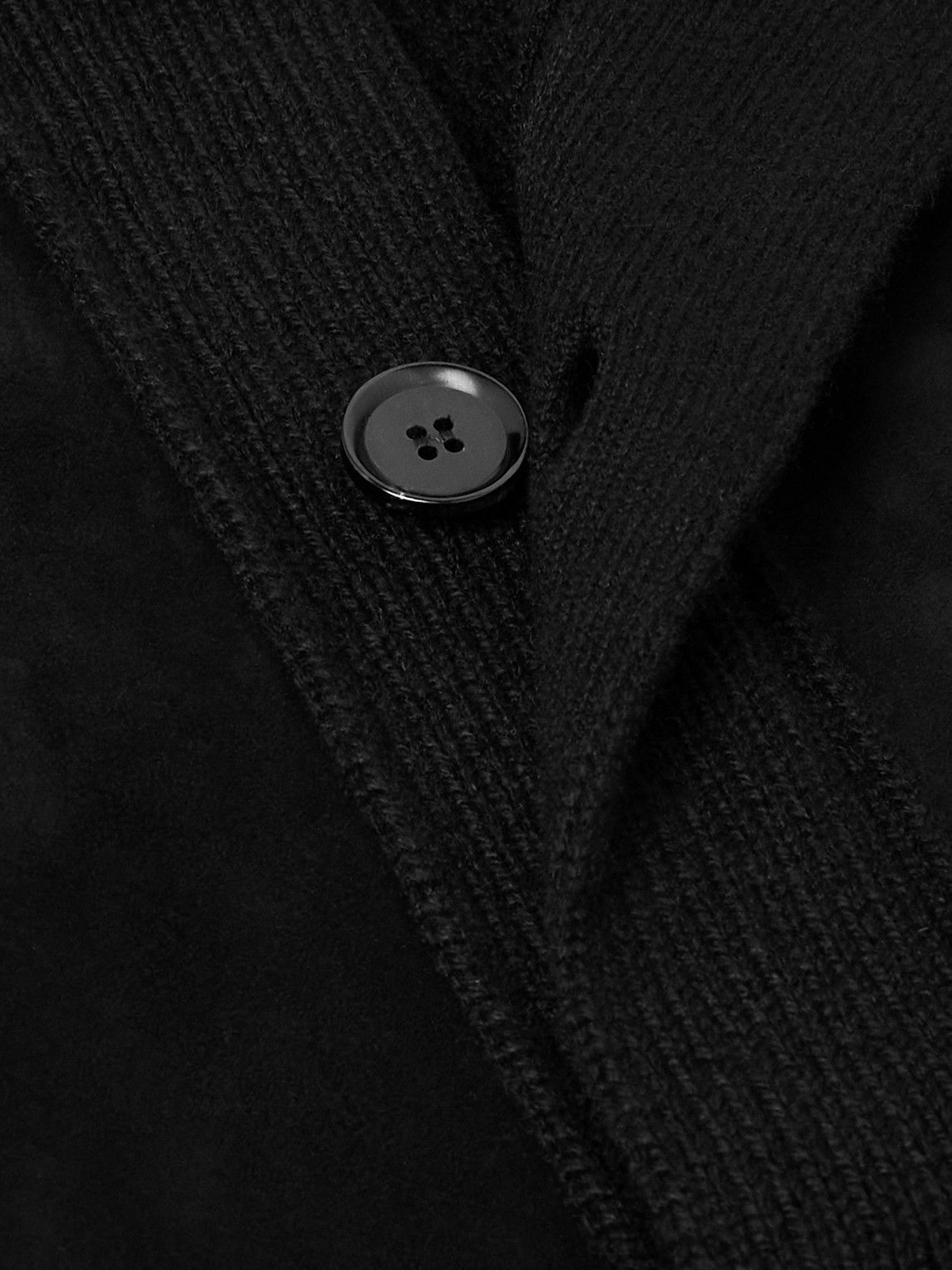 Zegna - Suede-Trimmed Textured-Cashmere Jacket - Black