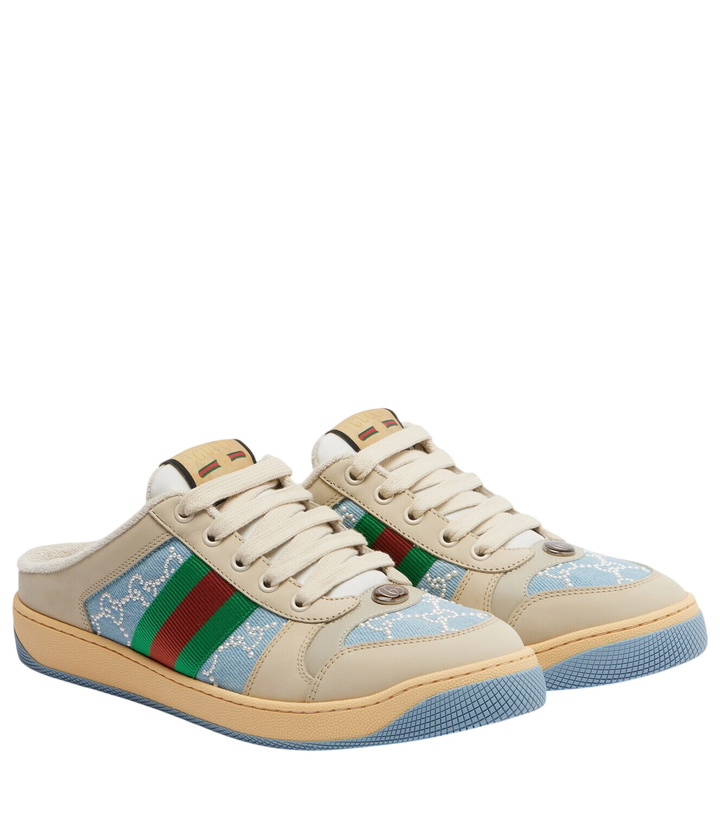 Photo: Gucci Screener faux pearl-embellished mules
