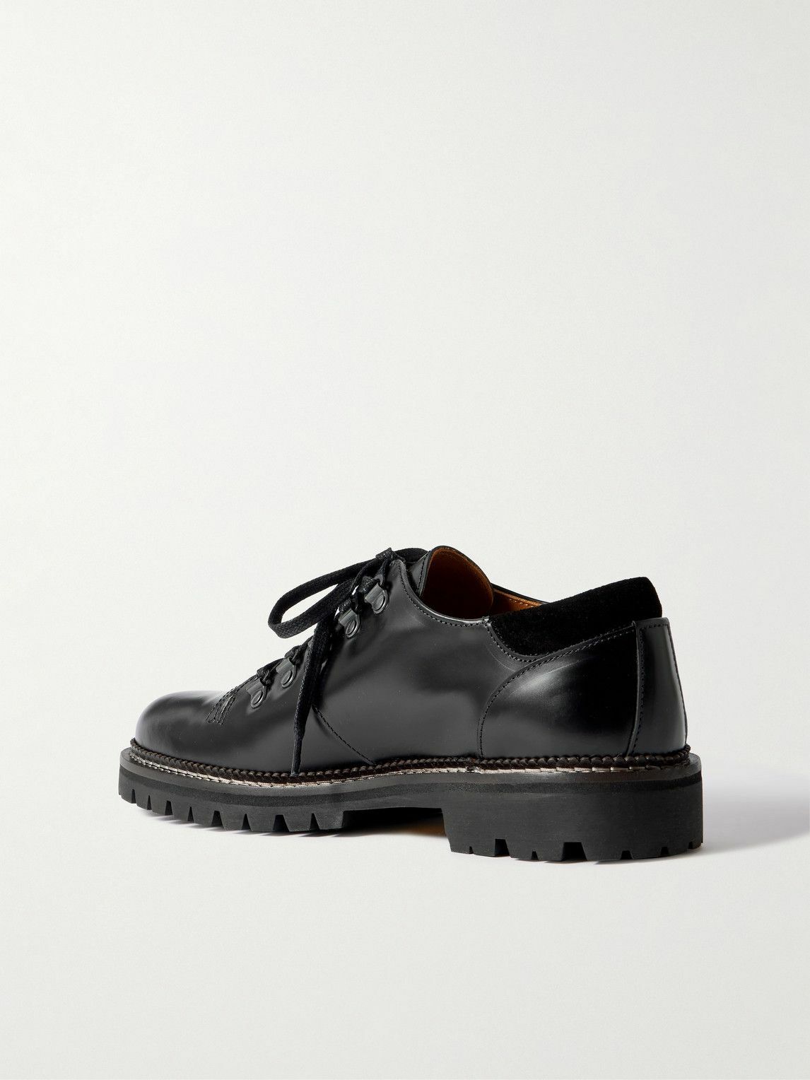 Mr P. - Suede-Trimmed Leather Hiking Derby Shoes - Black