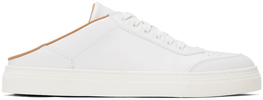 Max Mara White Leather Slide Mule Sneakers