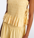 Ganni Shirred cotton top