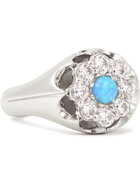 Hatton Labs - Flower Sterling Silver, Crystal and Opal Ring - Silver