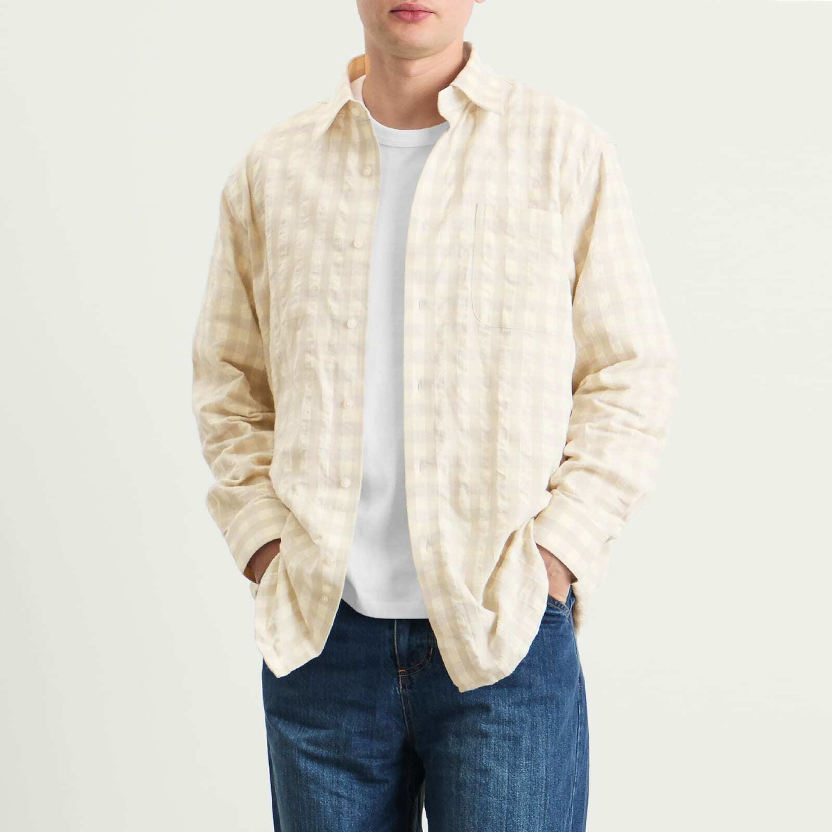 Carter Young Men's Hugo Shirt in Cream/Dove