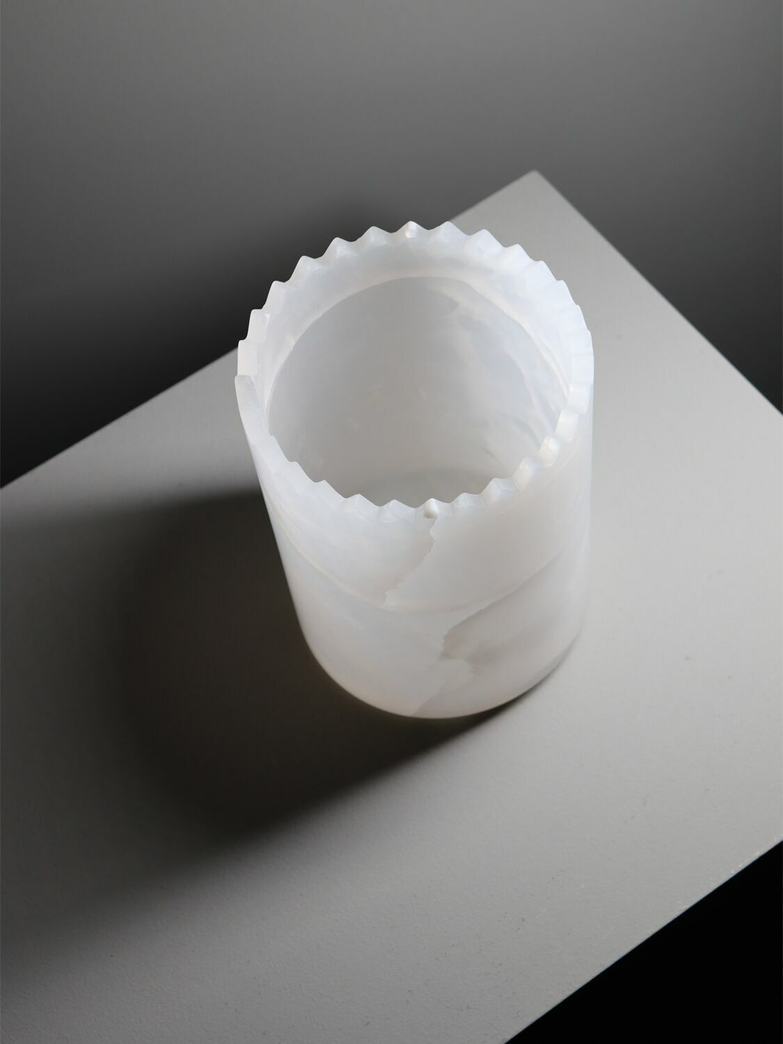 EDITIONS MILANO Triangoli White Onyx Vase