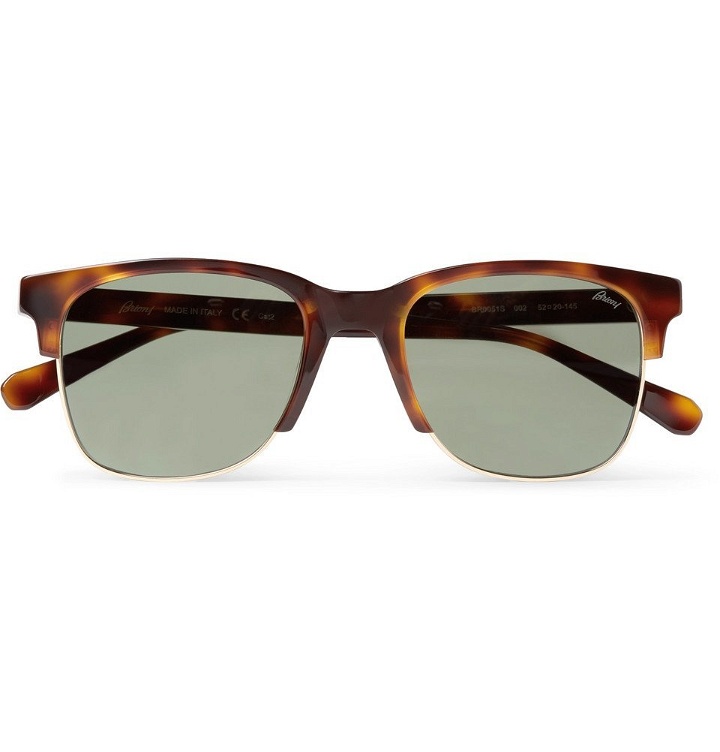 Photo: Brioni - Square-Frame Tortoiseshell Acetate and Gold-Tone Sunglasses - Men - Tortoiseshell