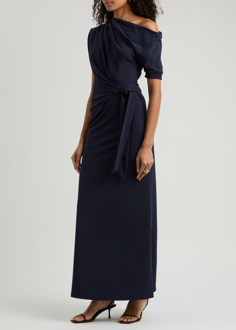 Diane Von Furstenberg Avi Wrap-effect Jersey Maxi Dress Dark Navy Diane von  Furstenberg