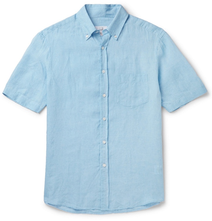 Photo: Dunhill - Button-Down Collar Linen Shirt - Blue
