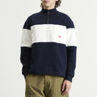 Armor-Lux Men's Stripe Half Zip Sweatshirt in Marine Deep/Milk