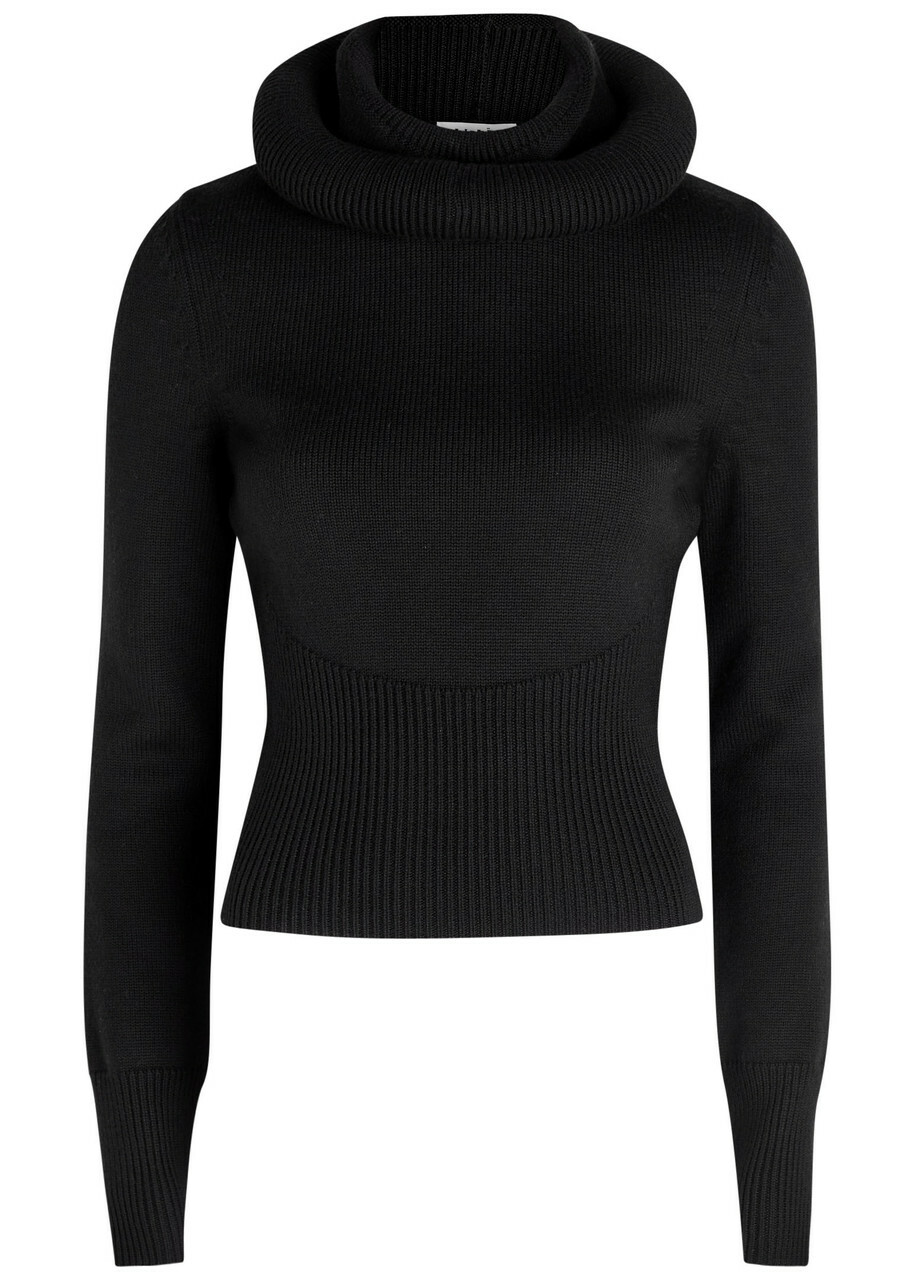 Alaïa Hooded Wool-knit Jumper Black