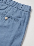 Frescobol Carioca - Felipe Straight-Leg Cotton and Linen-Blend Drawstring Shorts - Blue