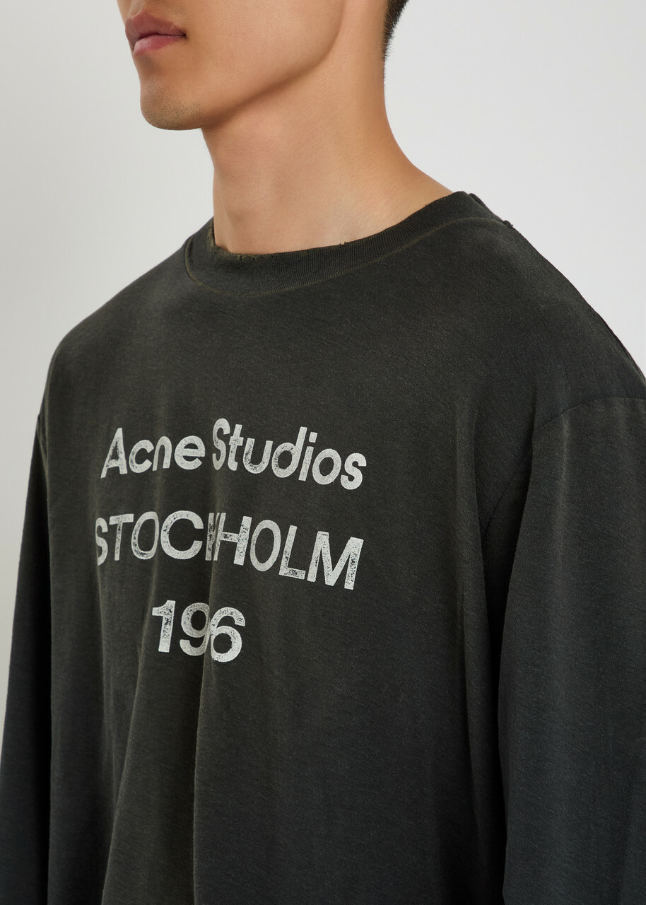 Acne Studios Logo-print Long-sleeve Cotton-blend T-shirt Black Other
