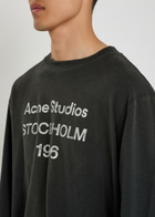Acne Studios Logo-print Long-sleeve Cotton-blend T-shirt Black Other