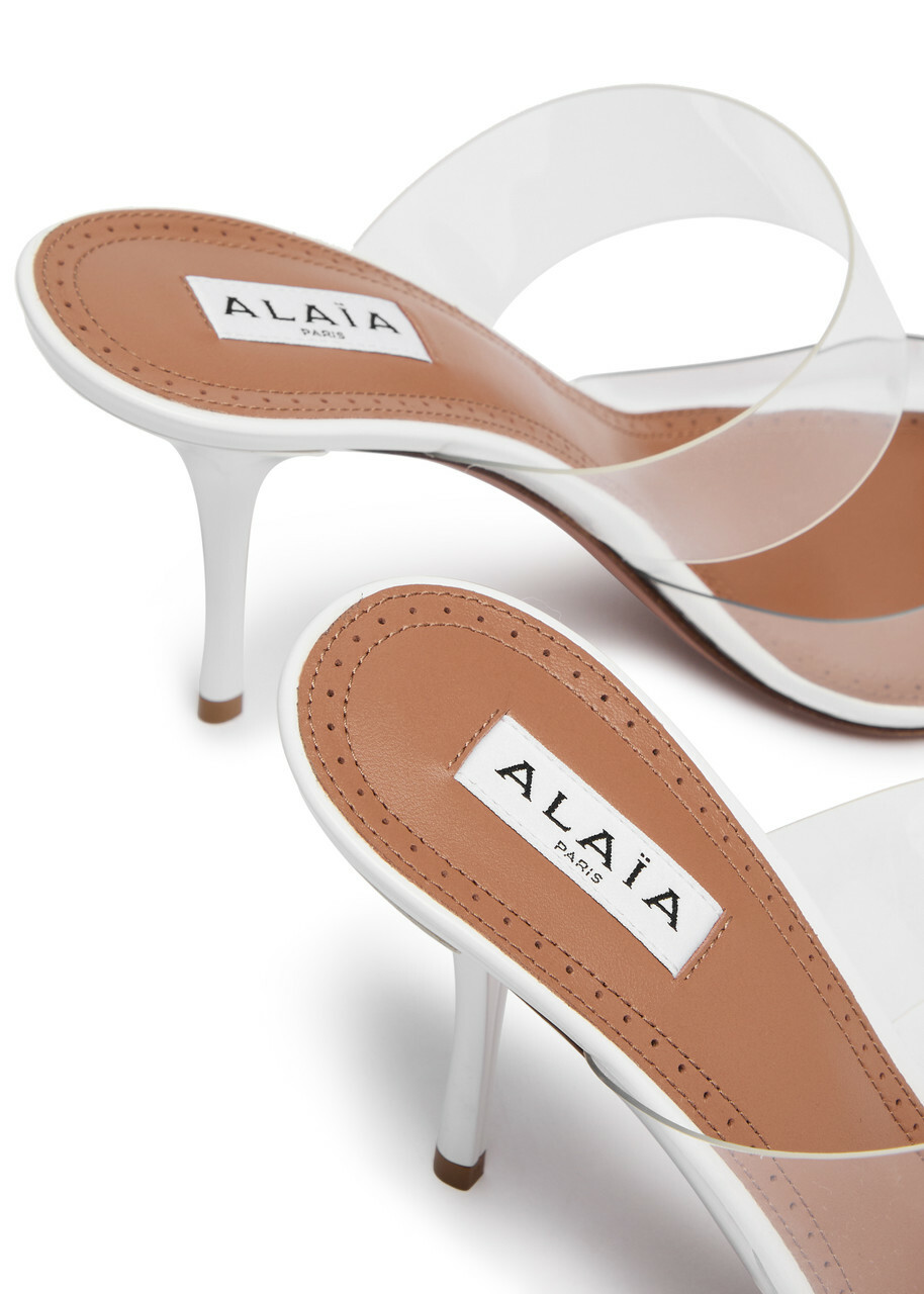 人気☆cute【Alaiaアライア】Coeur 90 white patent mule pumps Alaïa | Mule Coeur 90 patent white pumps | Savannahs
