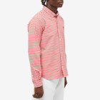 AMI Men's Heart Gingham Button Down Oxford Shirt in Scarlet Red/White